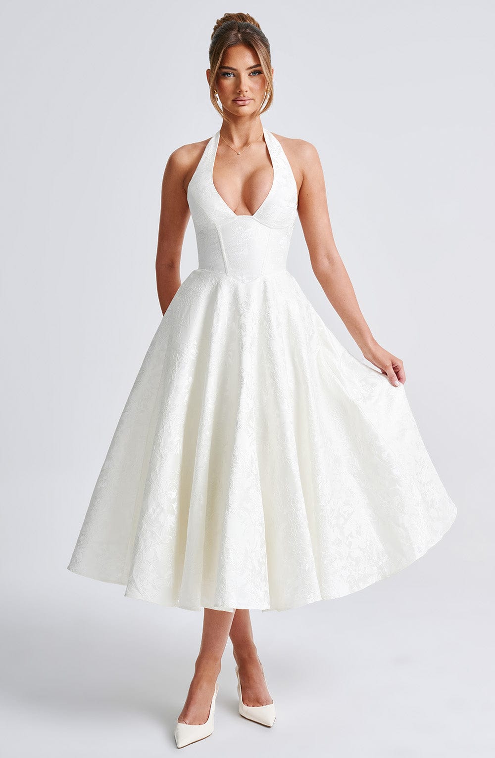 Effie Midi Dress Ivory – Vestido Midi Effie Marfim, Sofisticação e Elegância Atemporal