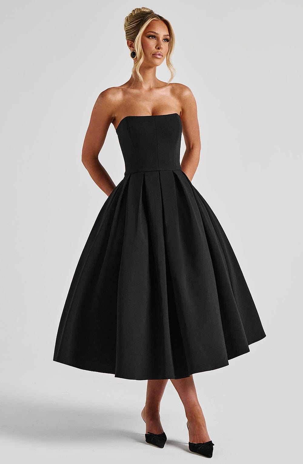 Edith Midi Dress Black – Vestido Midi Edith Preto, Sofisticação e Elegância Atemporal