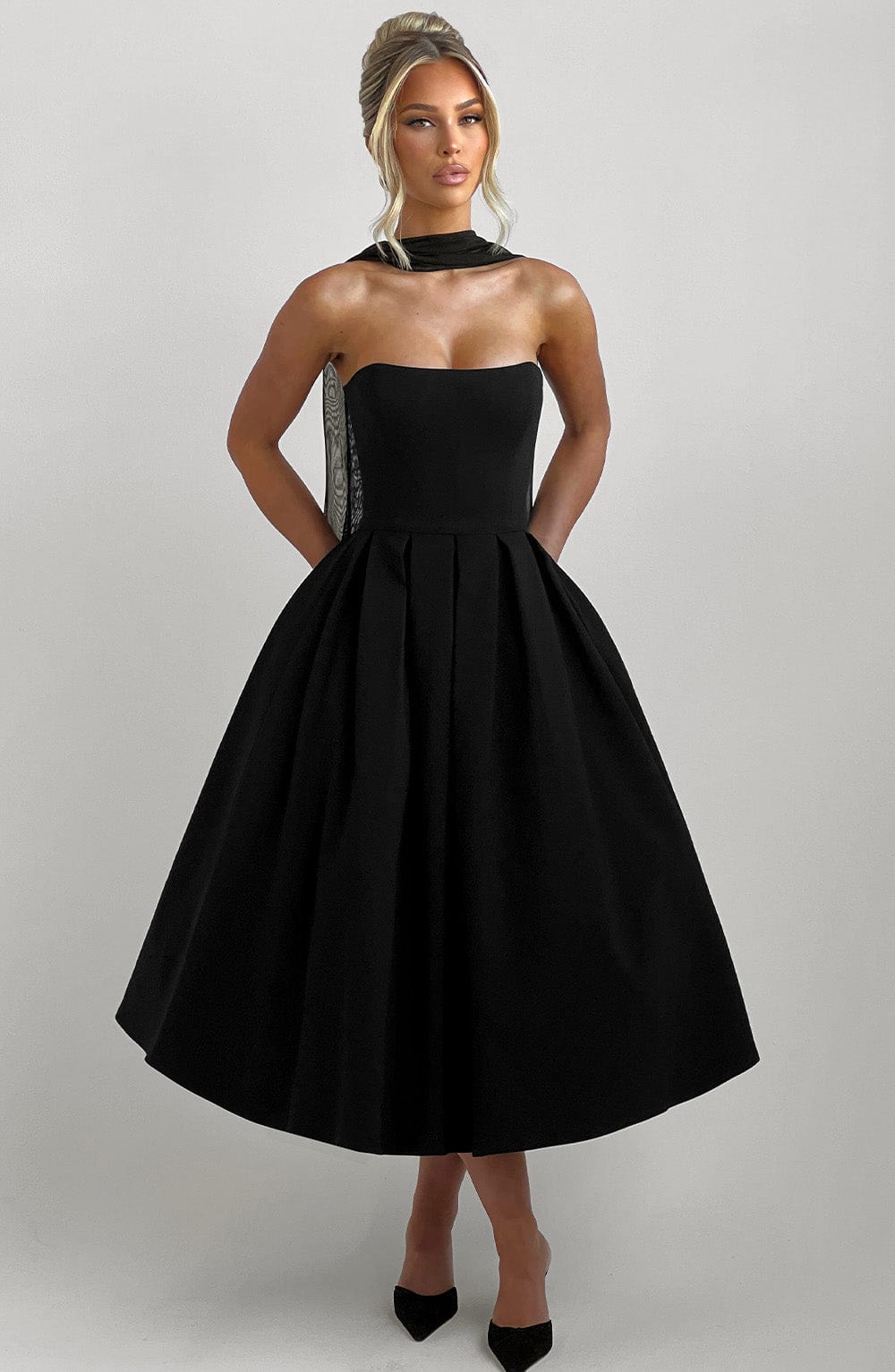 Edith Midi Dress Black – Vestido Midi Edith Preto, Sofisticação e Elegância Atemporal