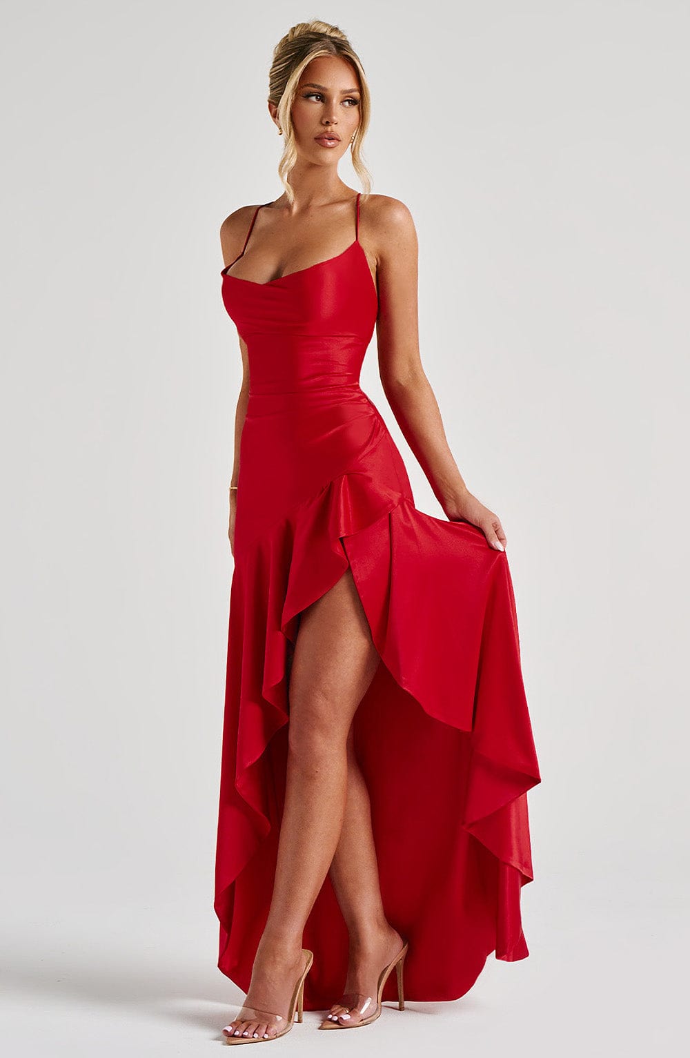 Samira Maxi Dress Red – Vestido Longo Samira Vermelho, Poder e Sofisticação Atemporal