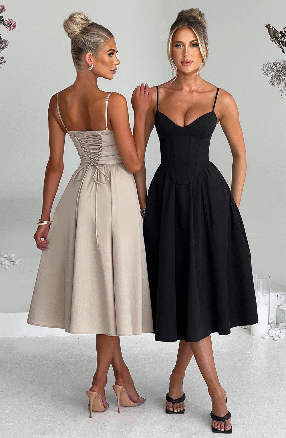 Mariella Midi Dress Black - Vestido Midi Mariella Preto, Sofisticação Atemporal e Estilo Elegante