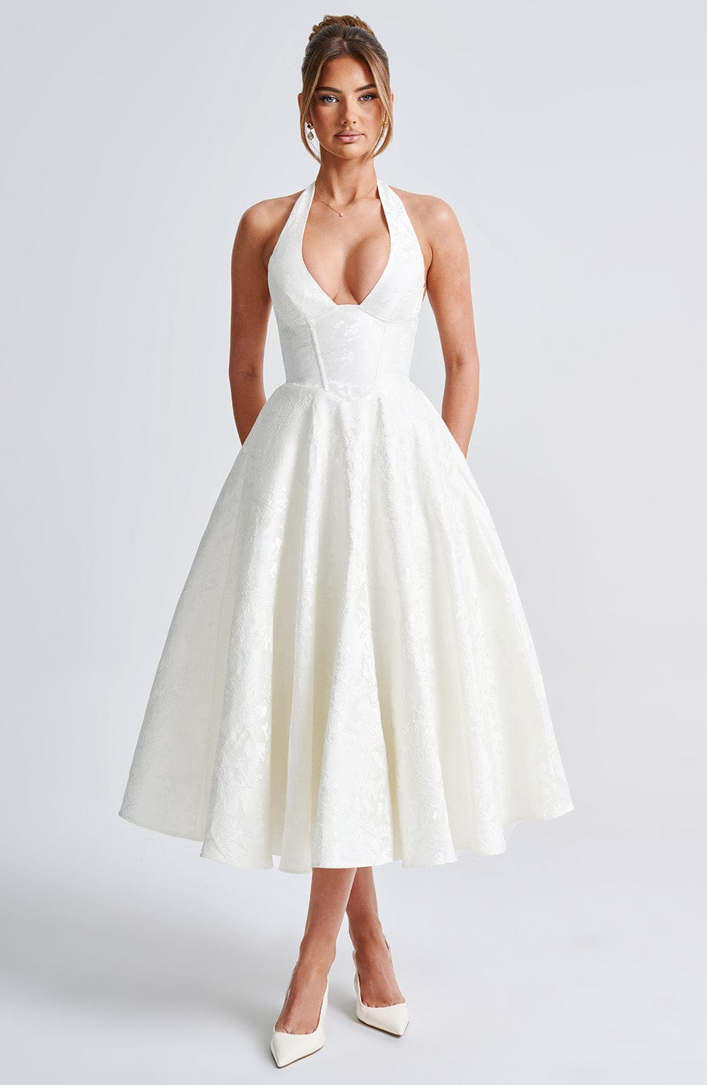 Effie Midi Dress Ivory – Vestido Midi Effie Marfim, Sofisticação e Elegância Atemporal