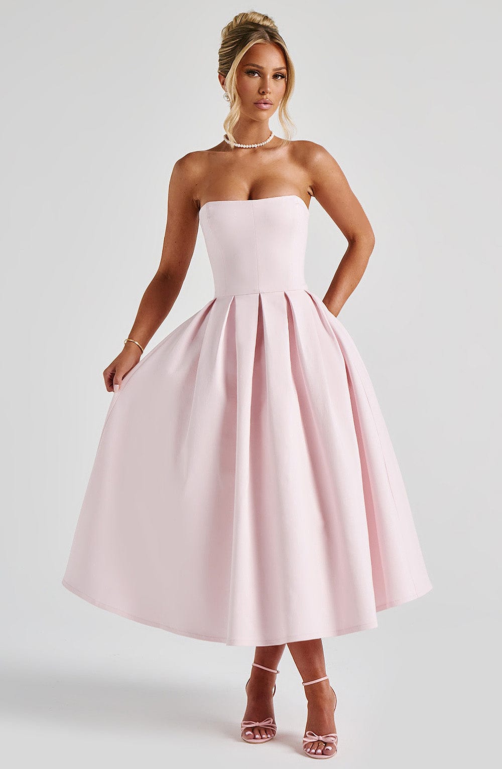 Edith Midi Dress Blush – Vestido Midi Edith Rosa, Romantismo e Sofisticação em Cada Detalhe