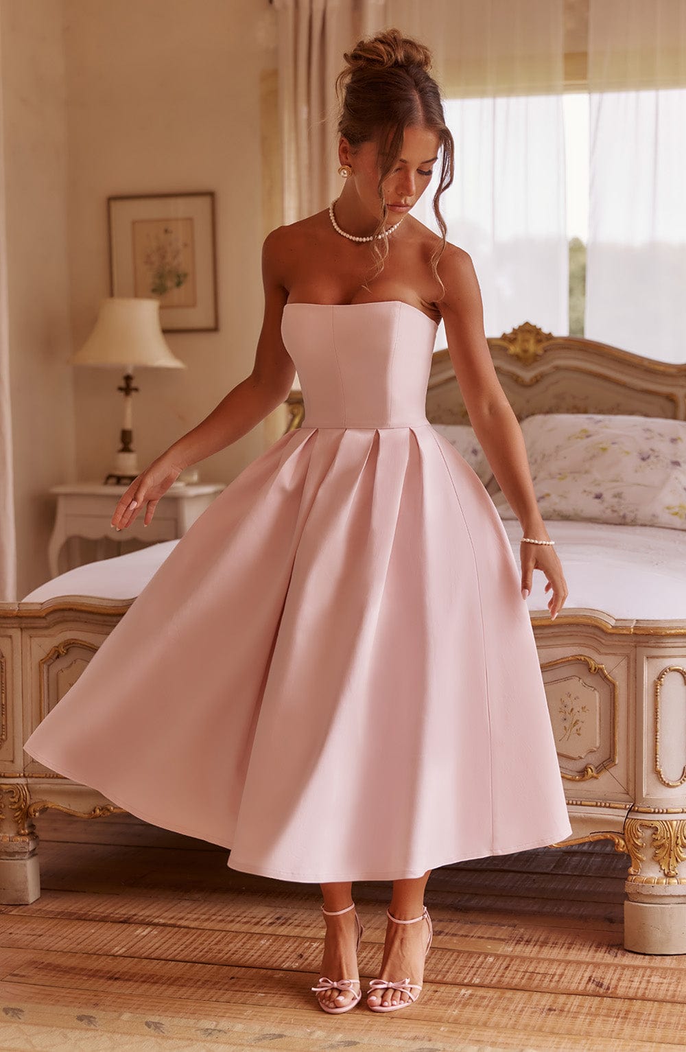 Edith Midi Dress Blush – Vestido Midi Edith Rosa, Romantismo e Sofisticação em Cada Detalhe