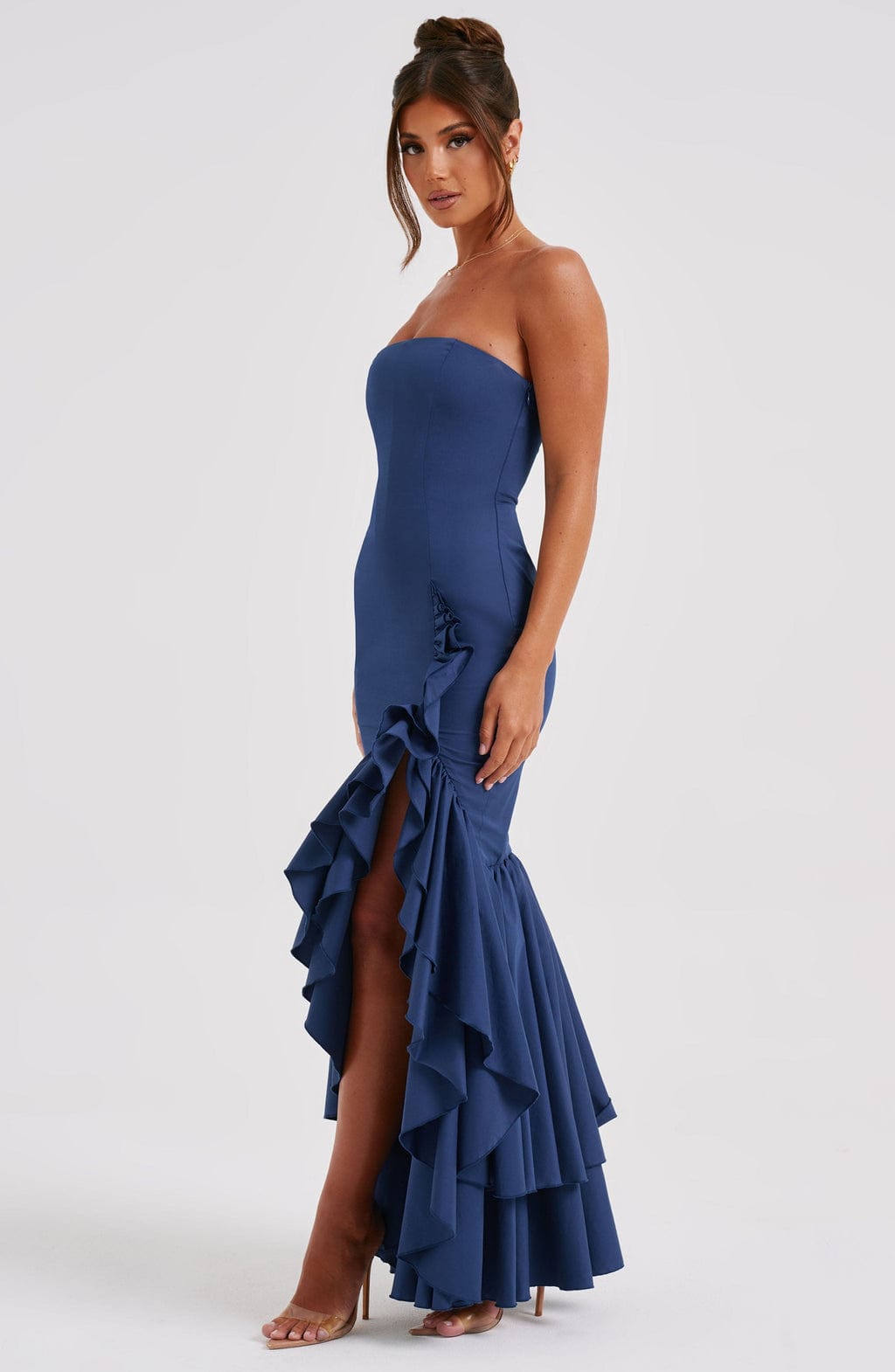 Angelina Maxi Dress Navy - Vestido Longo Angelina Azul Marinho, Sofisticação Atemporal e Elegância Exclusiva