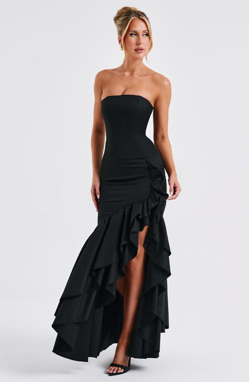 Angelina Maxi Dress Black - Vestido Longo Angelina Preto, Sofisticação Atemporal e Elegância Refinada